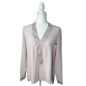 Go by GoSilk Washable Silk Blush V-Neck Long Sleeve Blouse Women’s Small